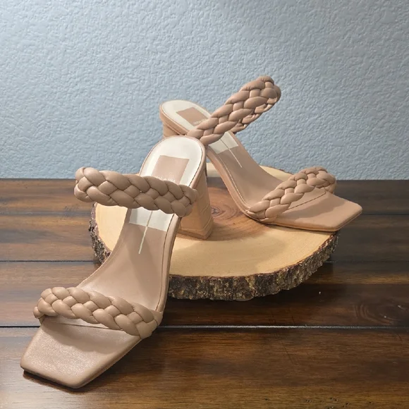 DOLCE VITA Paily Heeled Sandal  Cream Sz 9 Square Toe - Picture 2 of 12